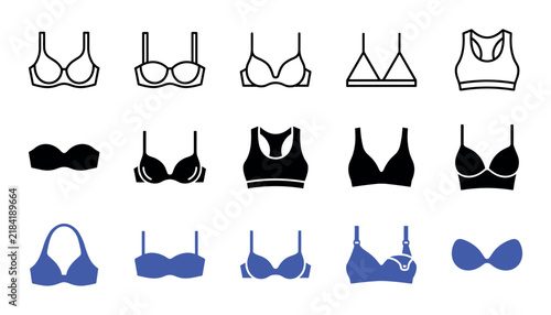 Set of various women bra icons vector illustration isolated on white background