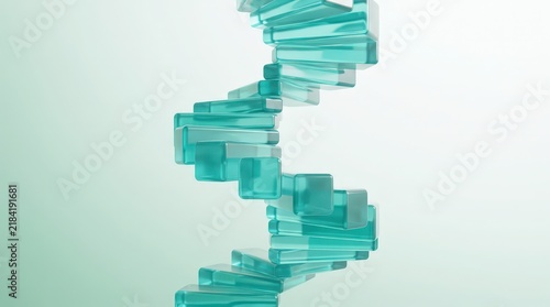 Turquoise spiral structure resembling dna molecule isolated on white background illustrating science and biology concepts in modern style