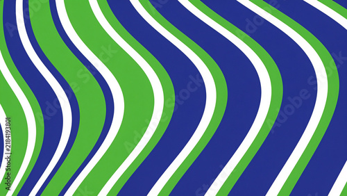 Colorful abstract wavy stripes in blue, green, and white