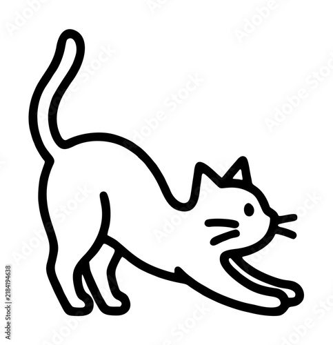 Bild auf Leinwand Hissing Black Cat Hand Drawn Vector Icon - Aggressive Feline with Arched Back, P
