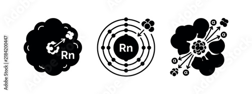 Foto Radon gas icons set