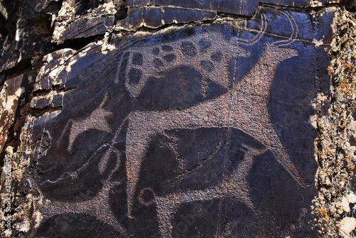Paleolithic petroglyphs in the famous Sarmish Canyon, Uzbekistan