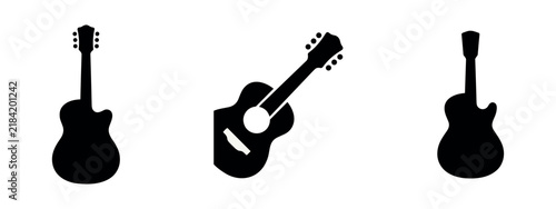 Bild auf Leinwand Acoustic Guitar Musical Instrument Silhouettes