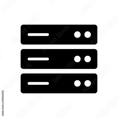 Server Rack Hosting Black and White Vector Icon