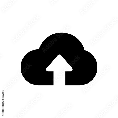 Cloud Upload Arrow Black and White Vector Icon