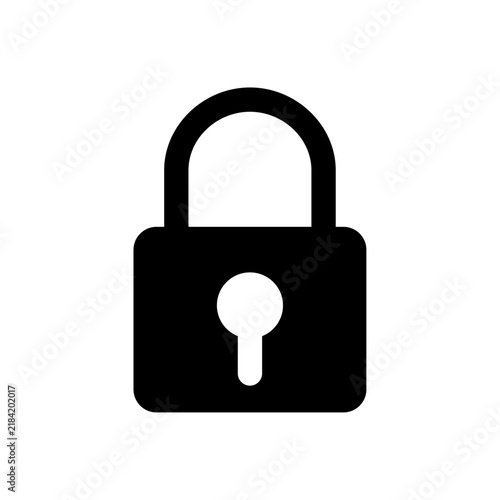 Security Lock Black and White Vector Icon