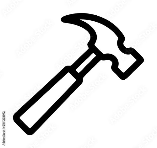 Hand traced vector illustration of a traditional bookbinding hammer tool, simple black silhouette design with clean lines on solid background for bookbinding and leatherwork crafting projects