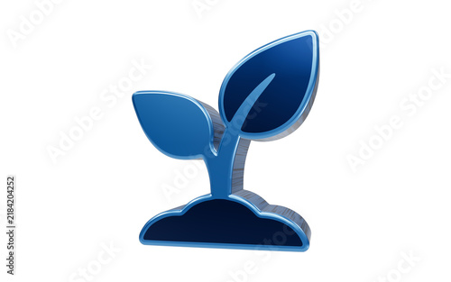 Cuadro en lienzo Blue Sprout Symbol: A stylized blue sprout emerges from the soil, representing growth, new beginnings, and sustainable development