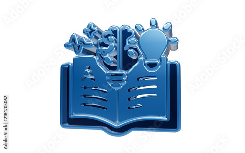 Photography A Symphony of Knowledge: An open book, a symbol of learning, is adorned with metallic embellishments representing a human brain, a light bulb, and gears, signifying the fusion of education