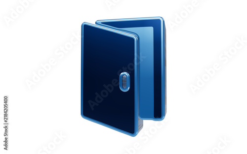 Foto Open Door: A blue, metallic door stands slightly ajar, revealing a glimpse of another dimension
