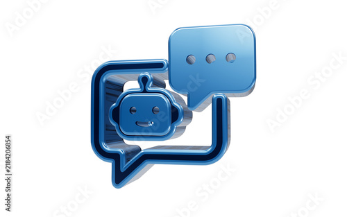 Canvastavla Chatbot Icon with Speech Bubbles: A 3D icon representing a friendly chatbot, complete with smiling face, enclosed within speech bubbles, symbolizing communication and digital assistance