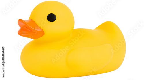 Canvastavla Isolated vibrant yellow plastic rubber duck toy, cheerful childhood bath time co