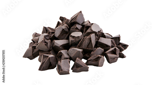 Картината върху платно Isolated dark chocolate chunks pile, gourmet dessert ingredient, cocoa sweets, d