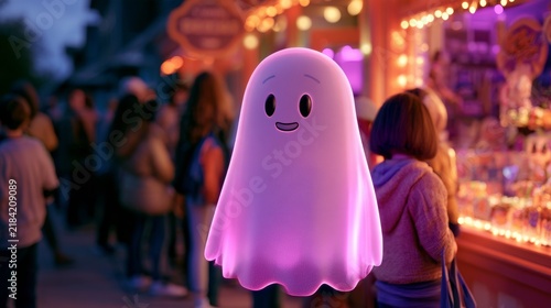 ghost waiting in line at a fair