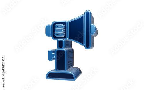 Cuadro en lienzo noisy effect Megaphone Icon: A vibrant blue, 3D rendered icon of a megaphone stands ready to amplify messages, symbolizing communication, announcement, and alert