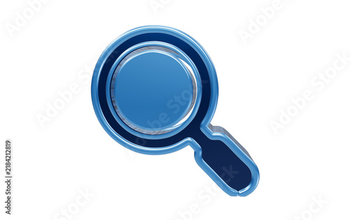 Fotografía Magnifying Glass Icon: A vibrant blue magnifying glass rendered in 3D, symbolizing search, discovery, and analysis, poised to uncover hidden details