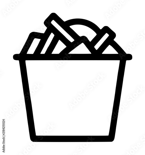 Coleslaw Cup Vector Icon Simple Line Art Illustration of a Bucket Filled with Shredded Cabbage Salad for Food and Dining Design - professional high resolution commercial