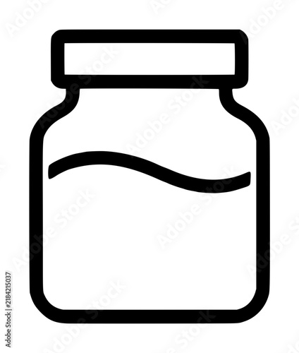 Minimalist hand-drawn vector line icon of a collagen powder supplement jar with screw top lid on white background - professional high resolution commercial stock detailed commercial stock imagery