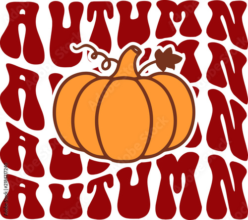 Autumn fall typography clip art design on plain white transparent isolated background for card, shirt, hoodie, sweatshirt, apparel, tag, mug, icon, poster or badge