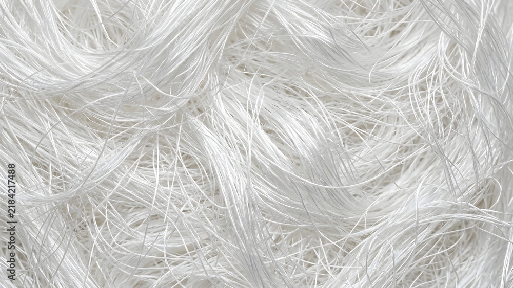 Obraz premium Close-up of tangled white synthetic fibers, creating a textured background for design.