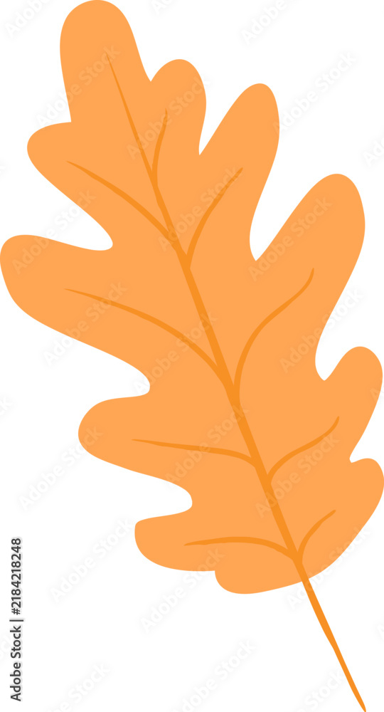 Fototapeta premium Oak Leaf Fall Silhouette Hand Drawn