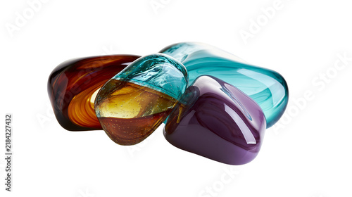 Bild auf Leinwand Isolated colorful abstract art glass pieces with smooth polished surfaces and li
