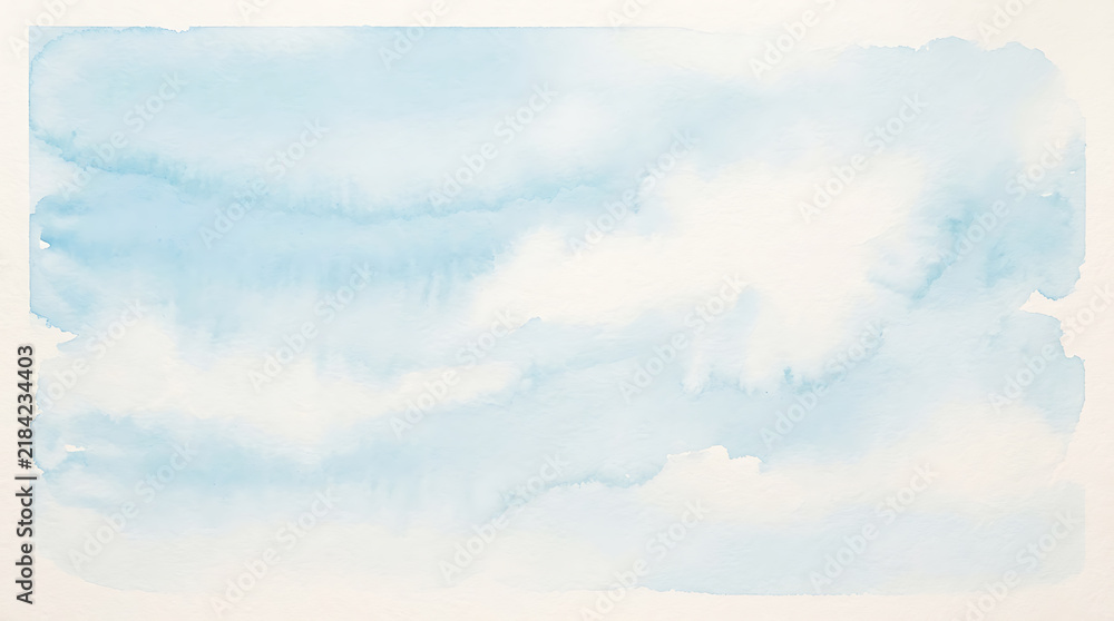 Obraz premium A soft, light blue watercolor wash background, with subtle cloud-like, textures and gradients, isolated on a, plain white surface