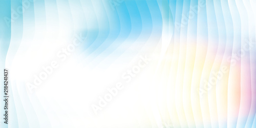 Abstract bright holographic pastel background with 3D vertical wavy curved layers.