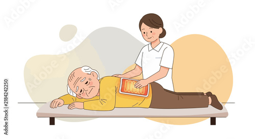 Senior Receives Gentle Therapeutic Massage With Heat Therapy Device