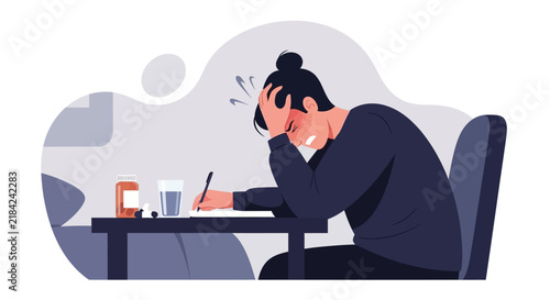 Struggling Student Overwhelmed By Studies And Medication