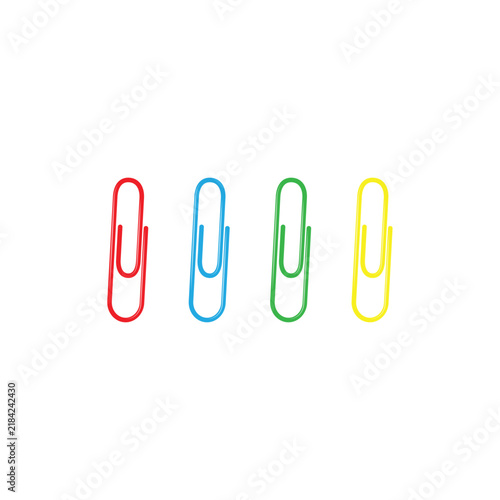 Vector illustration design of red, green, blue, and yellow paper clips.