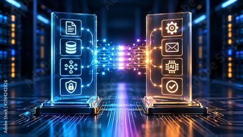 Data transfer and AI processing concept