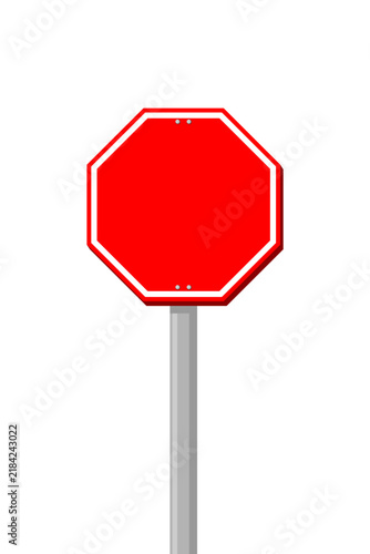 Blank Red Octagon Traffic Sign Post Graphic Design Asset