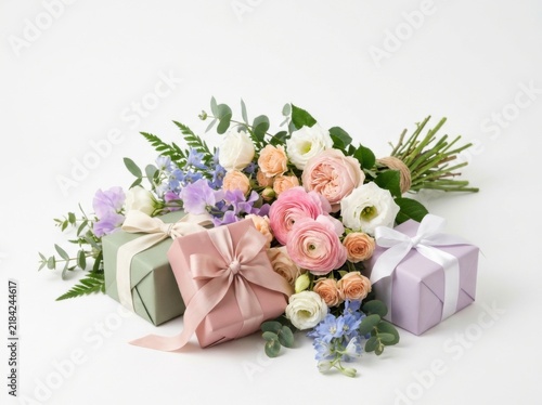 Elegant Pastel Gifts and Flowers Arrangement