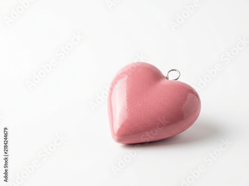 Elegant Pink Heart Ornament Isolated on White Background