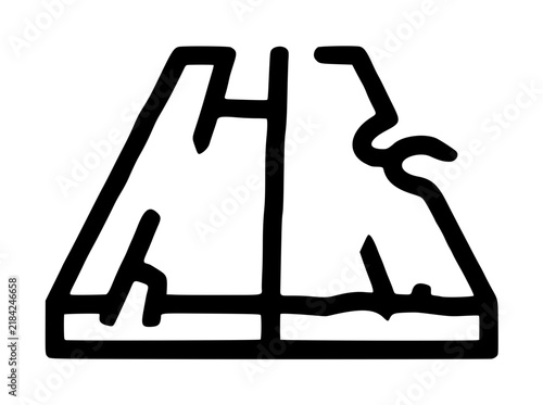 фотографія Hand-traced vector icon of a creaking wooden floorboard with visible cracks and