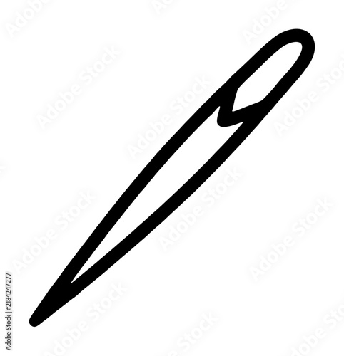 Fotografía Slender embroidery sewing needle angled diagonally with pointed tip and large el