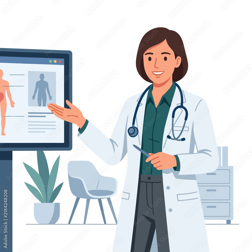 Obraz premium Medical Professional Explaining Human Anatomy On Screen