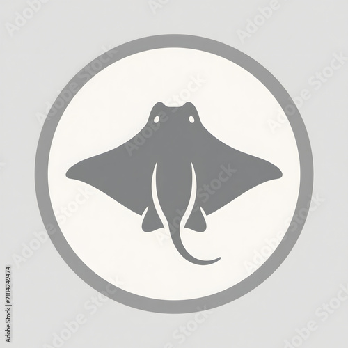 Manta ray icon of a sea creature in a clean gray circle