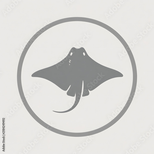Manta ray ocean creature icon in a simple gray circle