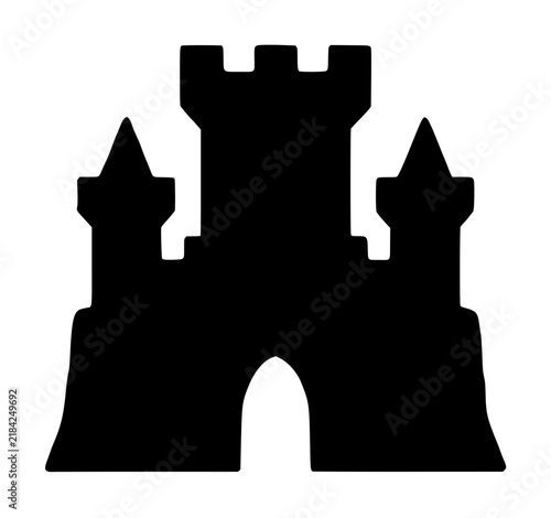 Quadro su tela Medieval fortified castle fortress with central crenellated battlement tower, tw