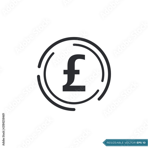 Pound Sterling Icon Vector Template Flat Design