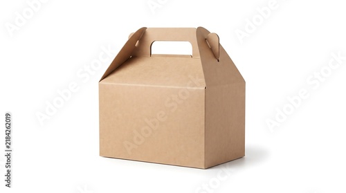 Kraft paper gable box packaging mockup stock photo