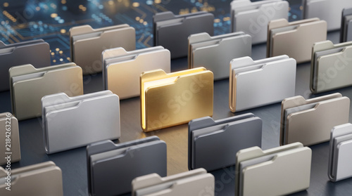 Highlighted Golden Folder For Digital Data Management And File Organization