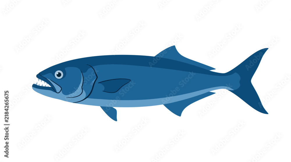 Fototapeta premium Isolated Blue Fish Illustration with Sharp Teeth