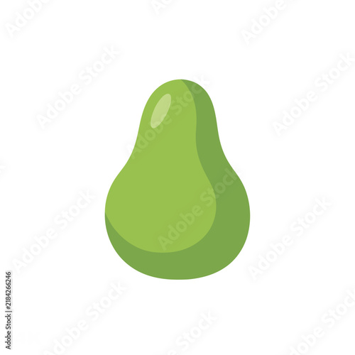 Minimalist flat vector illustration of a fresh green pear fruit isolated on a white background