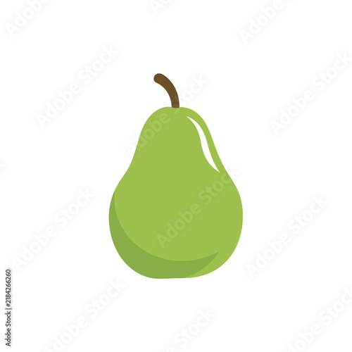 Green pear icon illustration flat vector graphic symbol of a fresh organic fruit for healthy diet