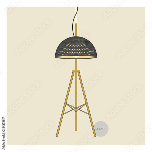 Minimalist Modern Tripod Floor Lamp with Perforated Dome Shade