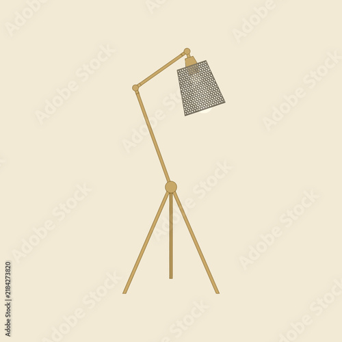 Minimalist modern tripod floor lamp vector illustration