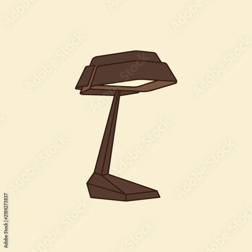 Retro Mid Century Modern Brown Desk Lamp Vector Illustration